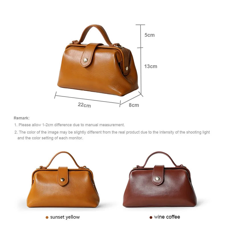 Elowen Leather Minimalist Doctor Messenger Bag
