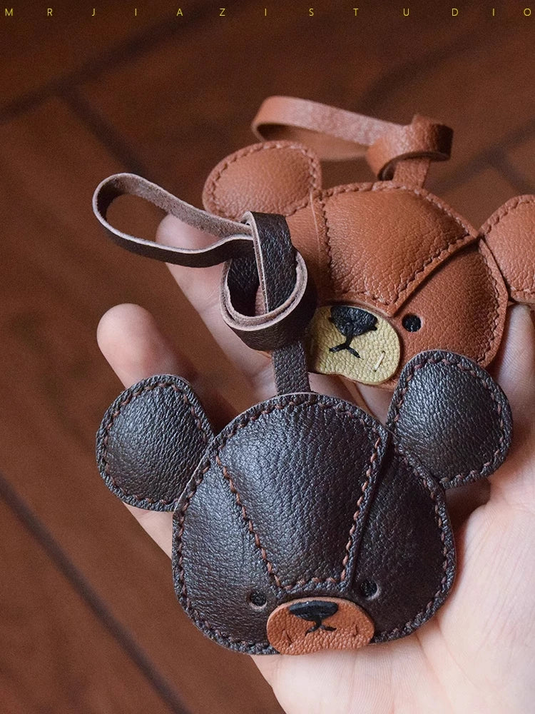 Handmade Genuine Leather Bear Bag Charms