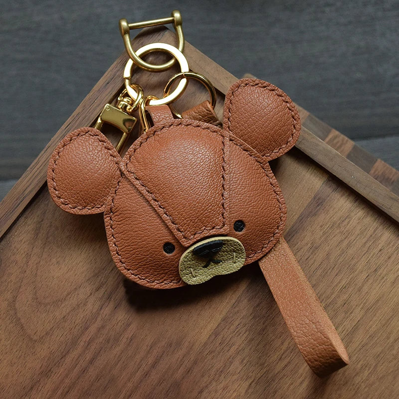 Handmade Genuine Leather Bear Bag Charms
