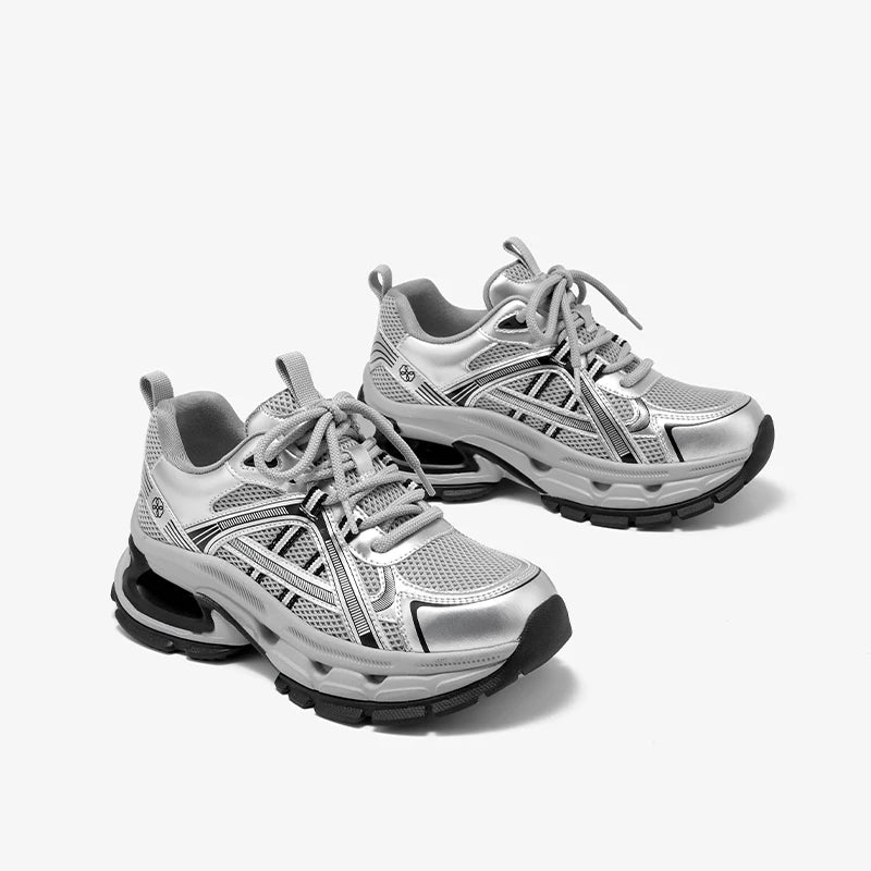 Air Mesh Sick Sole Round Toe Lace-up Casual Sneakers
