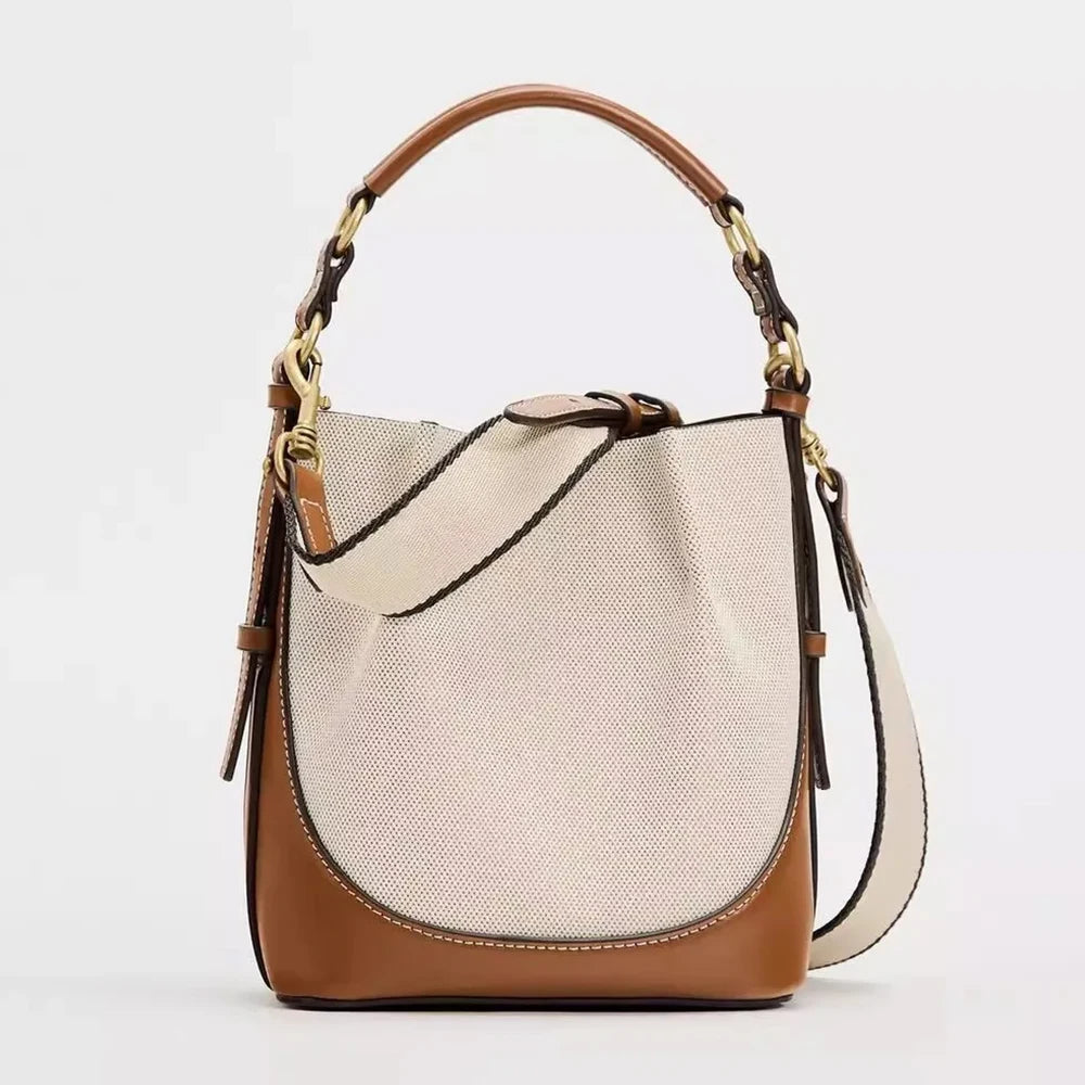 The Winona Wide Strap Bucket Bag Crossbody Shoulder Bag