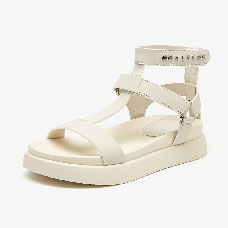Cow Leather T-Strap Platform Gladiator Sandal
