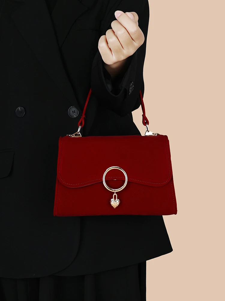 Valentina Velvet  Wine Red Trapeze Bag
