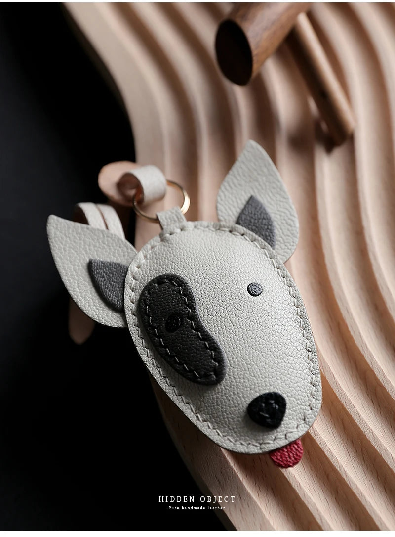 Genuine Leather Bull Terrier Bag Charm