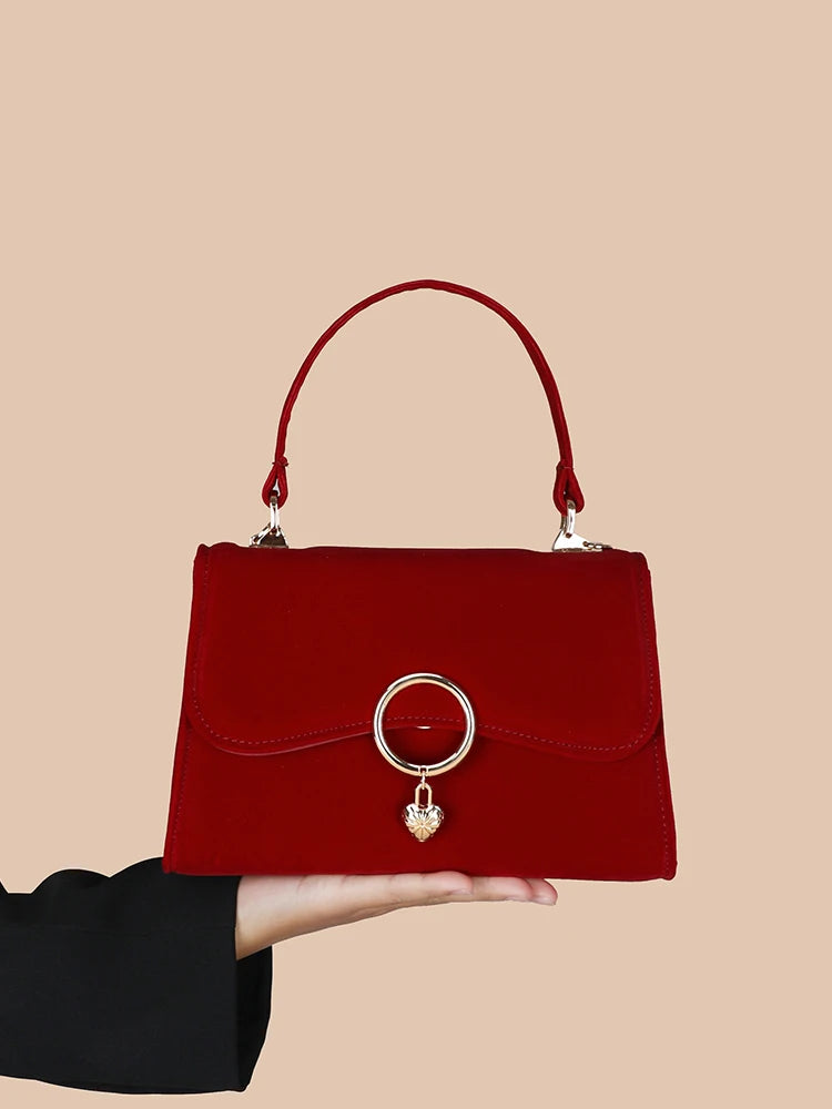Valentina Velvet  Wine Red Trapeze Bag