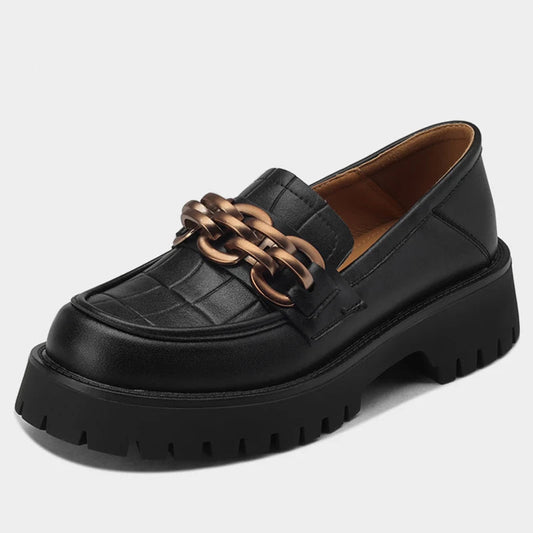 Classic Chain Leather Preppy Loafers