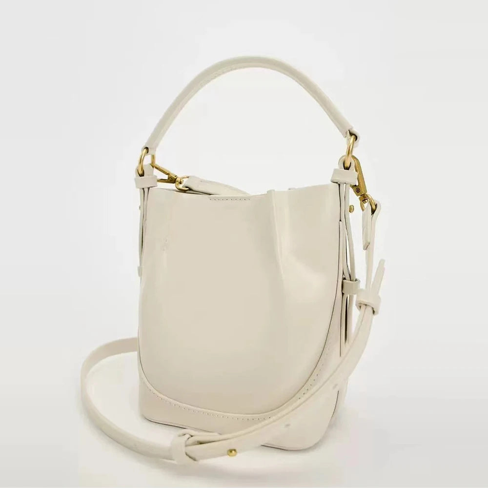 The Winona Wide Strap Bucket Bag Crossbody Shoulder Bag