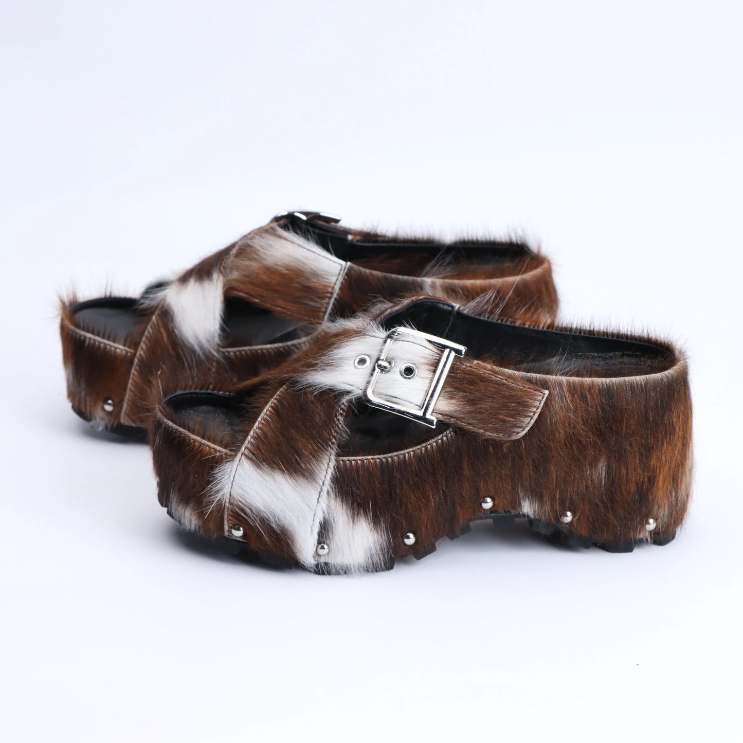 Mary Jane Calf Hair Platform Clogs