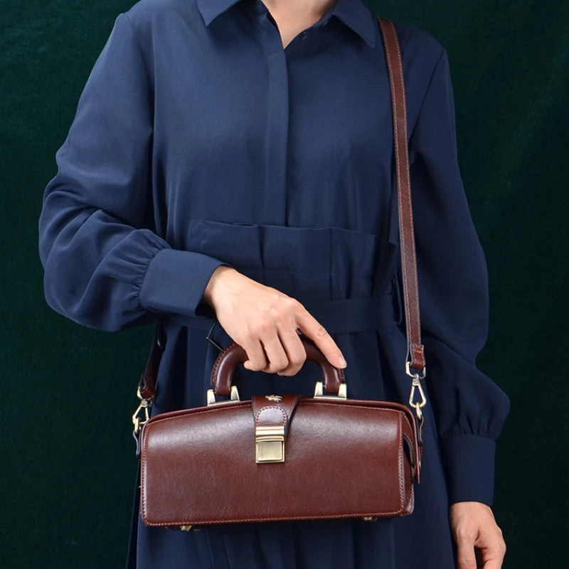 Vivica Cowhide Leather Crossbody Vintage  Doctor Bag
