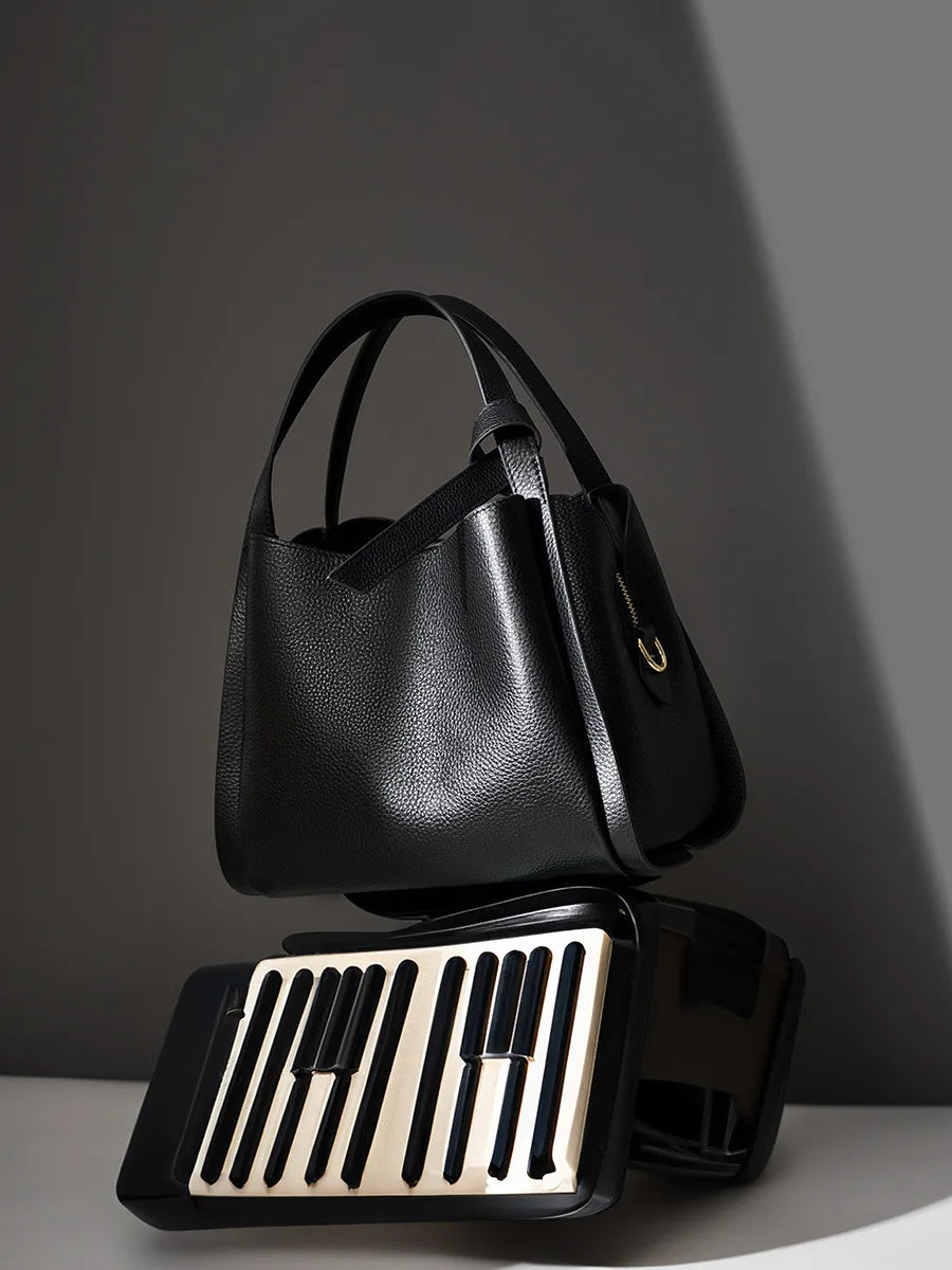 The Arabella Cowhide  Leather Bucket Crossbody Bag