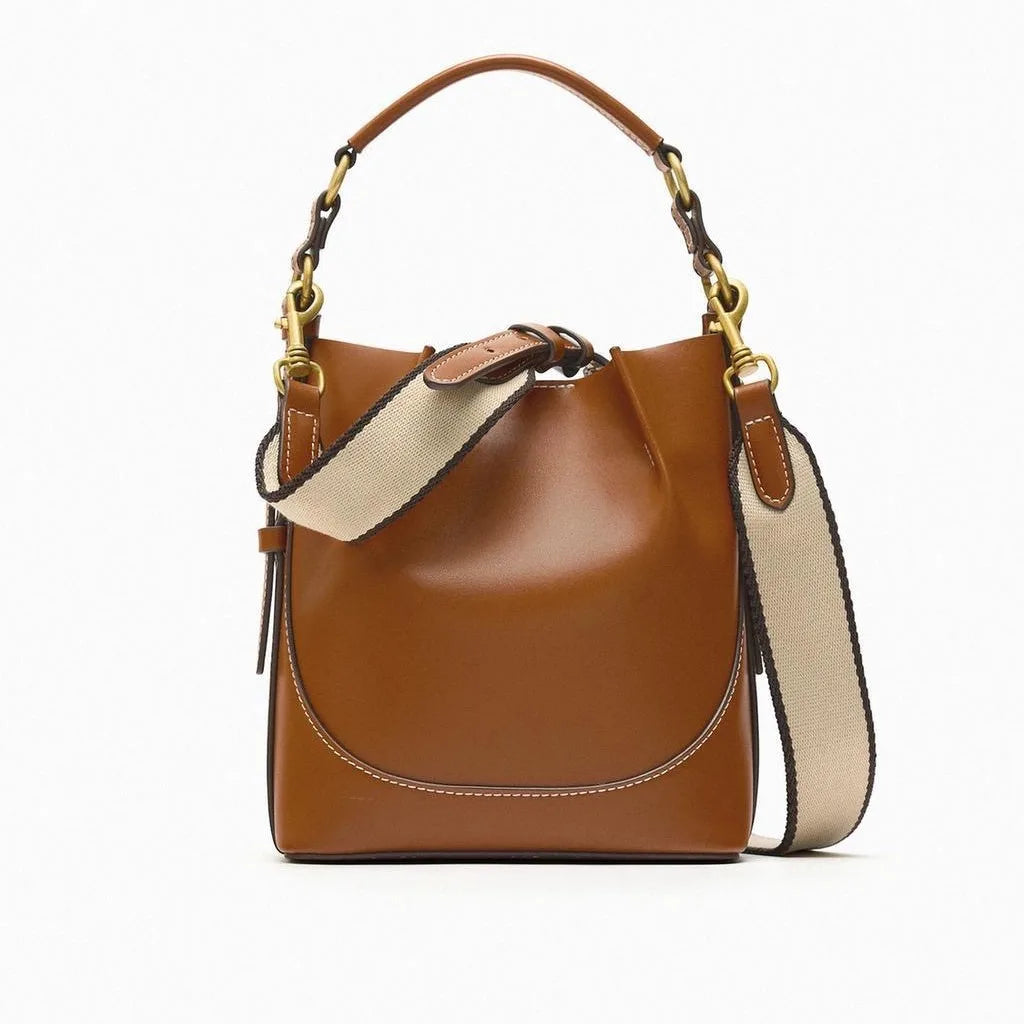 The Winona Wide Strap Bucket Bag Crossbody Shoulder Bag