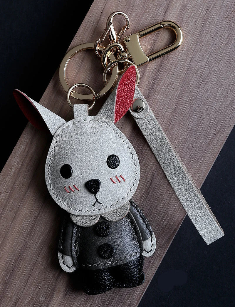 Custom Engraved Rabbit Leather Keychain