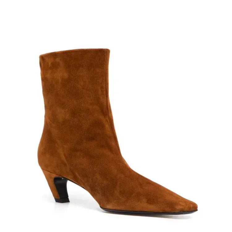Low Heel Embroidered Multi Functional Women's Square Head Boots