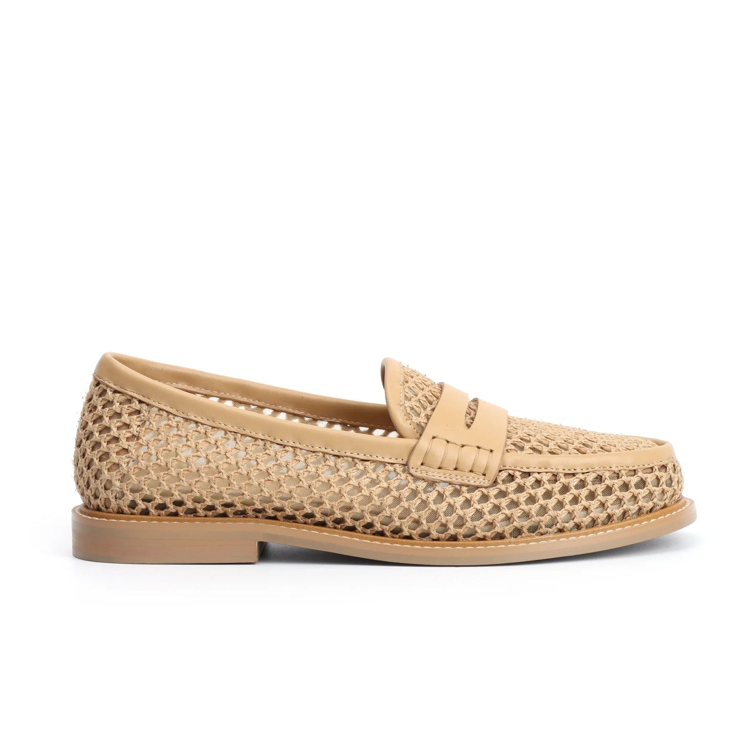 Mesh with leather Slip On Penny Loafers
