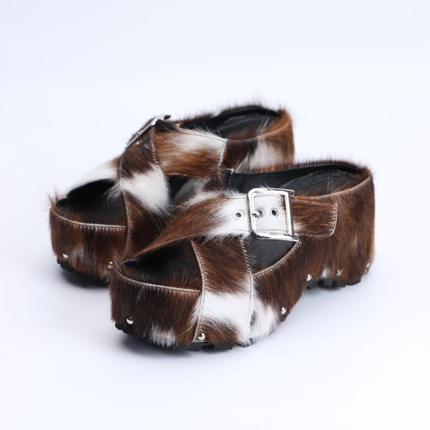 Mary Jane Calf Hair Platform Clogs