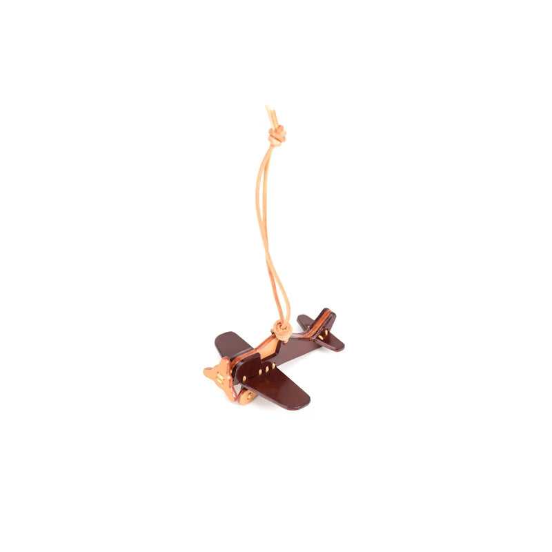 Genuine Top Grain Leather Airplane Bag Charm