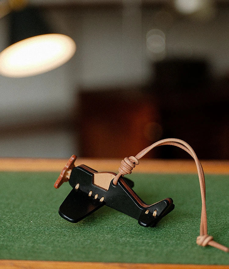 Genuine Top Grain Leather Airplane Bag Charm