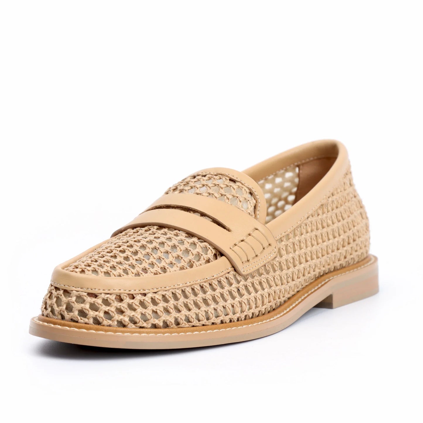 Mesh with leather Slip On Penny Loafers