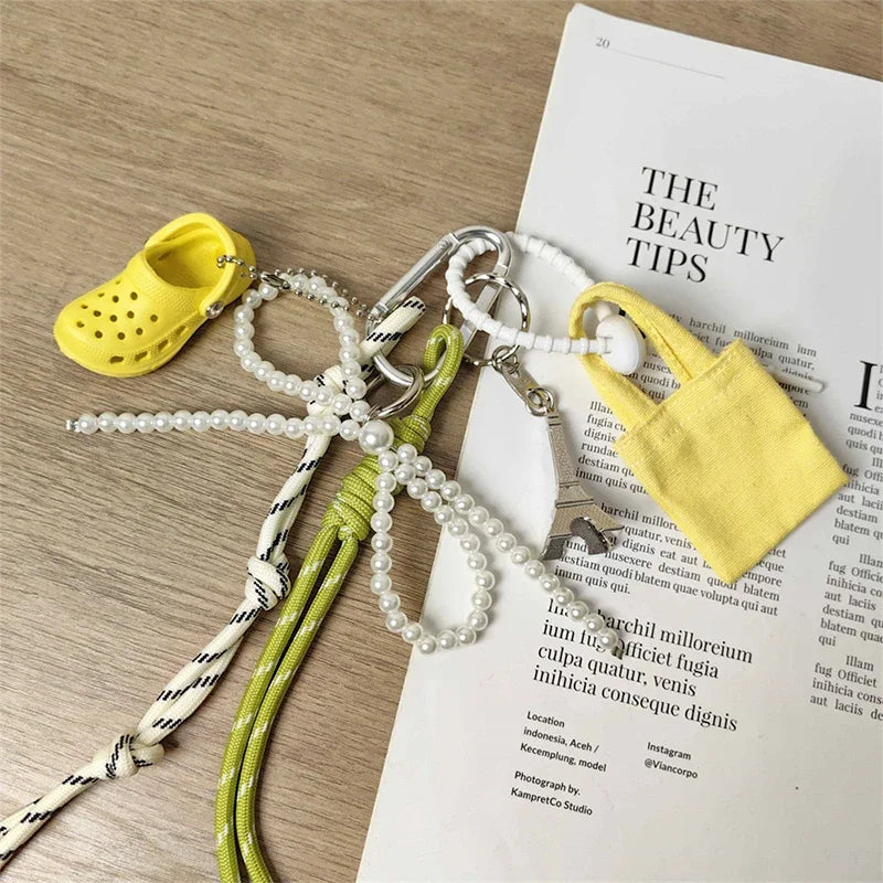 Red Heart Braided Rope Keychain Pendant