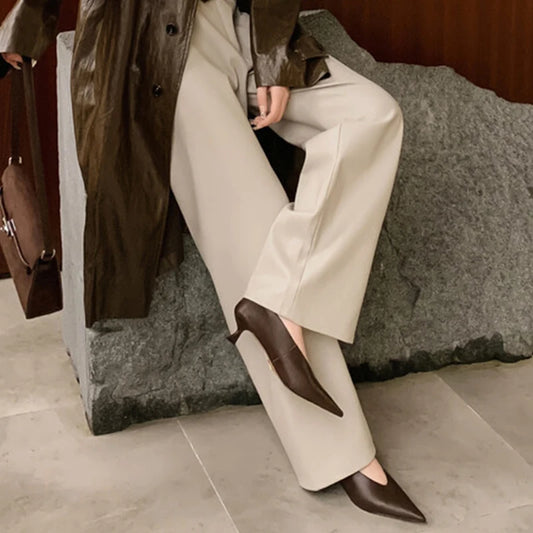Real Leather Vintage Pointy Toe Pumps
