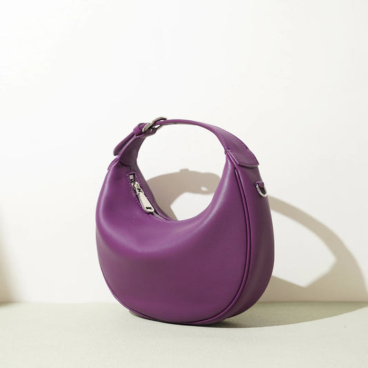 Lunar Top Grain Leather Crescent Crossbody Shoulder Bag