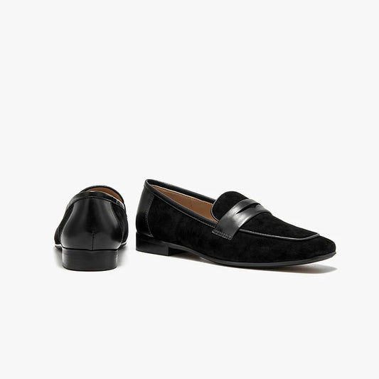 Flat Sheep Suede Square Toe Loafers