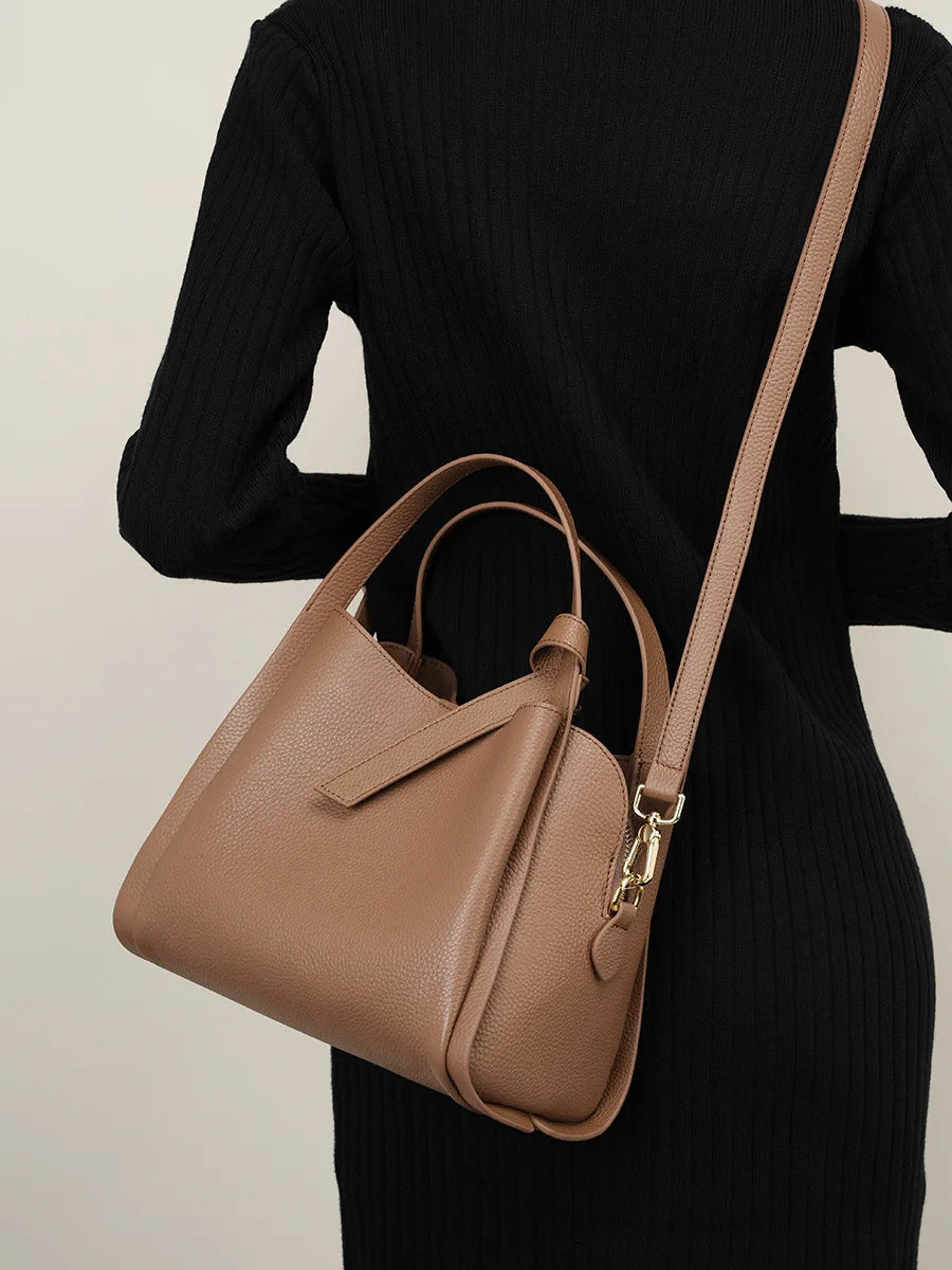The Arabella Cowhide  Leather Bucket Crossbody Bag