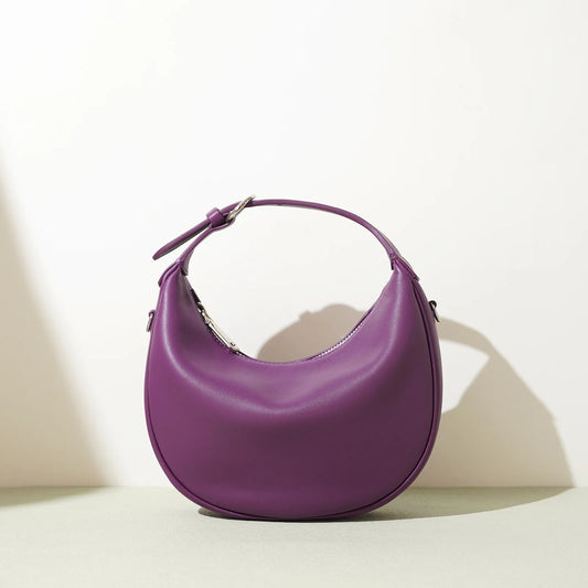 Lunar Top Grain Leather Crescent Crossbody Shoulder Bag