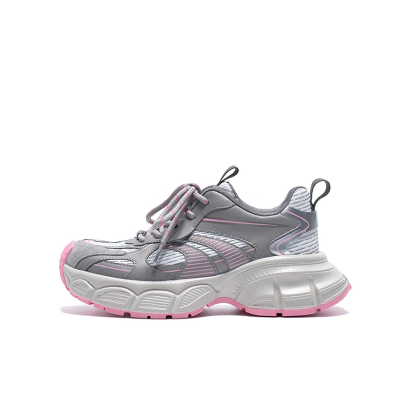 Gray and pink sneaker on a white background