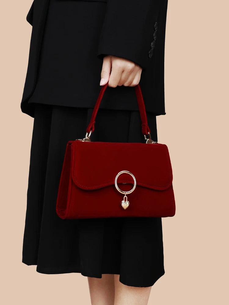 Valentina Velvet  Wine Red Trapeze Bag
