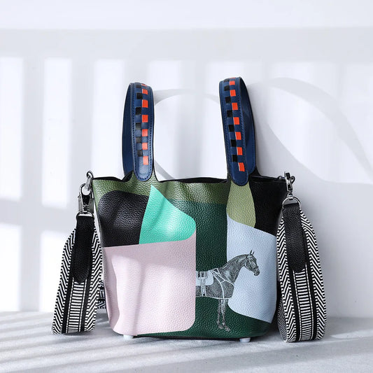 YUMIÉ  Genuine Leather Shoulder Crossbody Bucket Bag