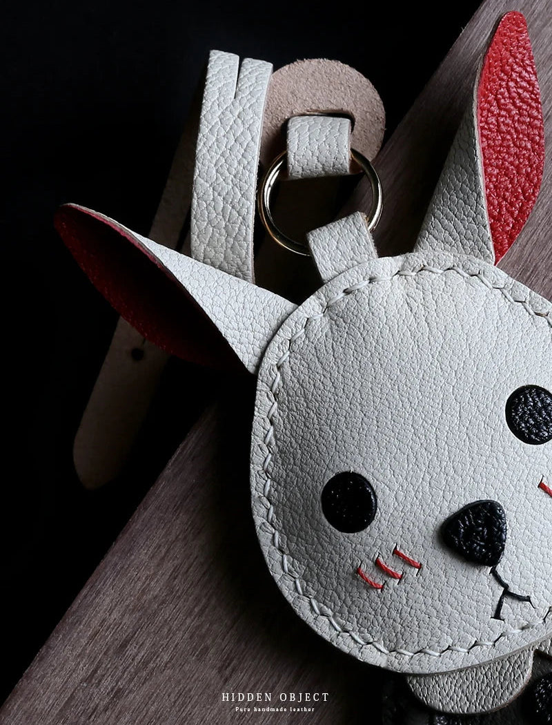 Custom Engraved Rabbit Leather Keychain