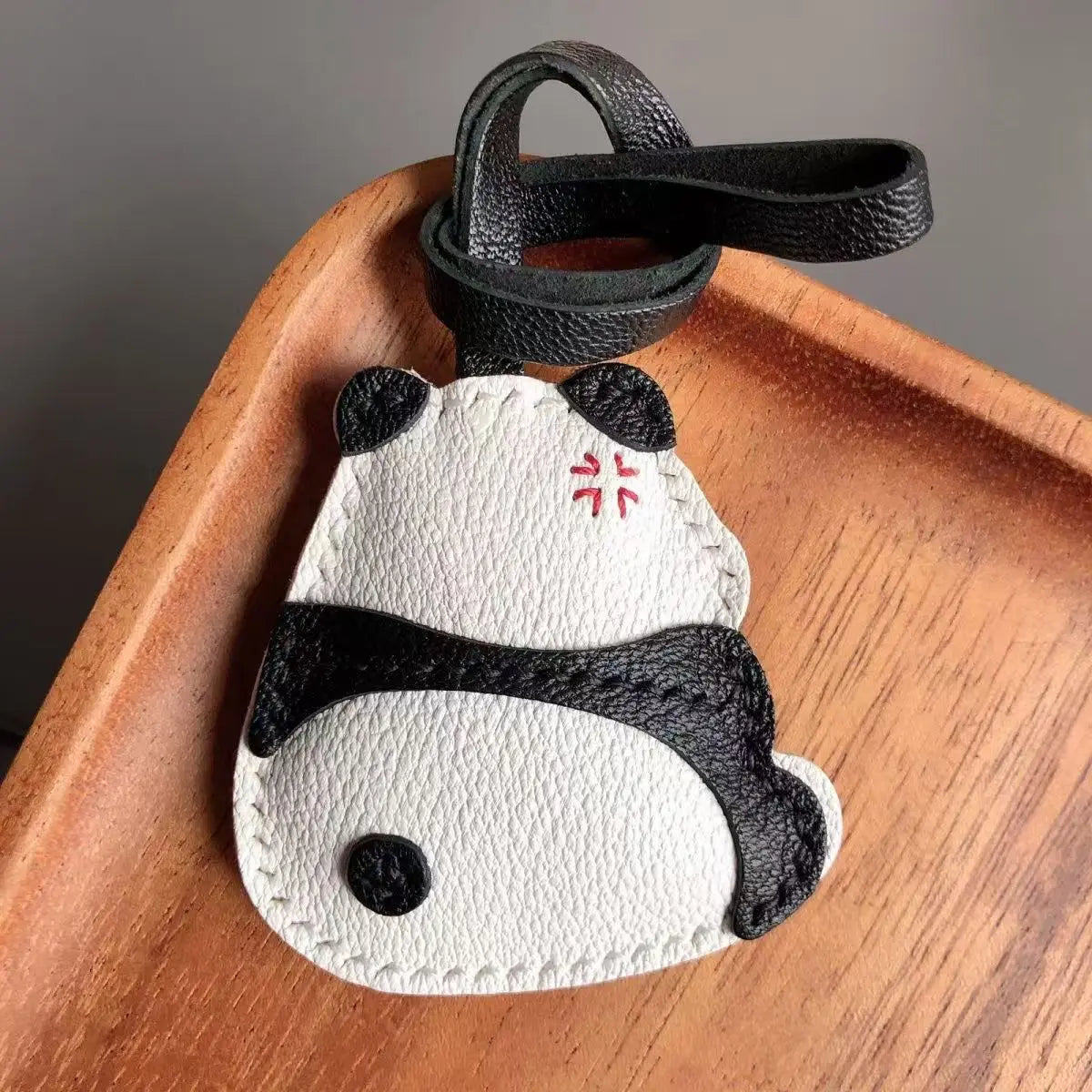 Panda Grasping The Moon Leather Handmade Bag Charm