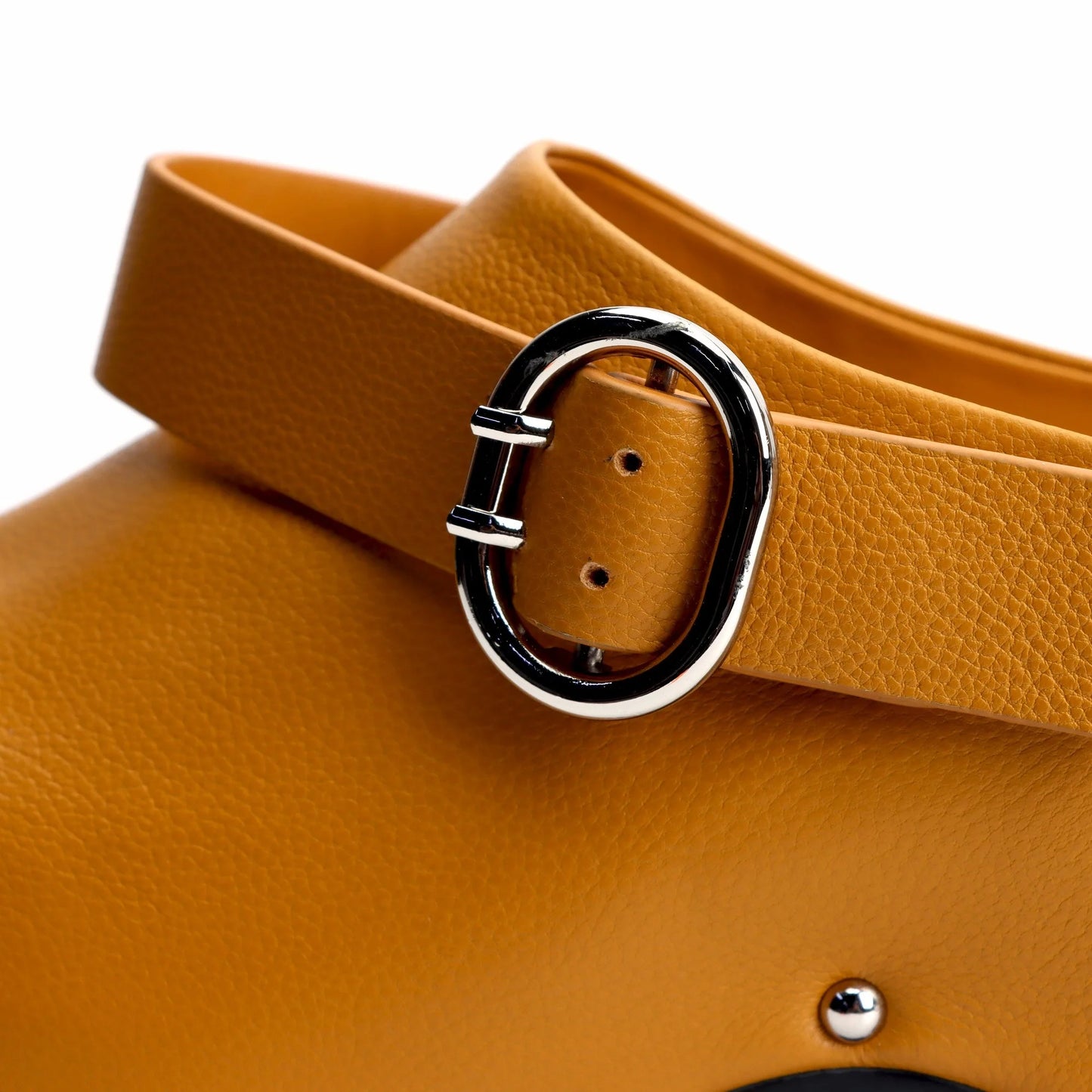 Yellow Studded Slingback Leather Platform Clogs with Arch Support