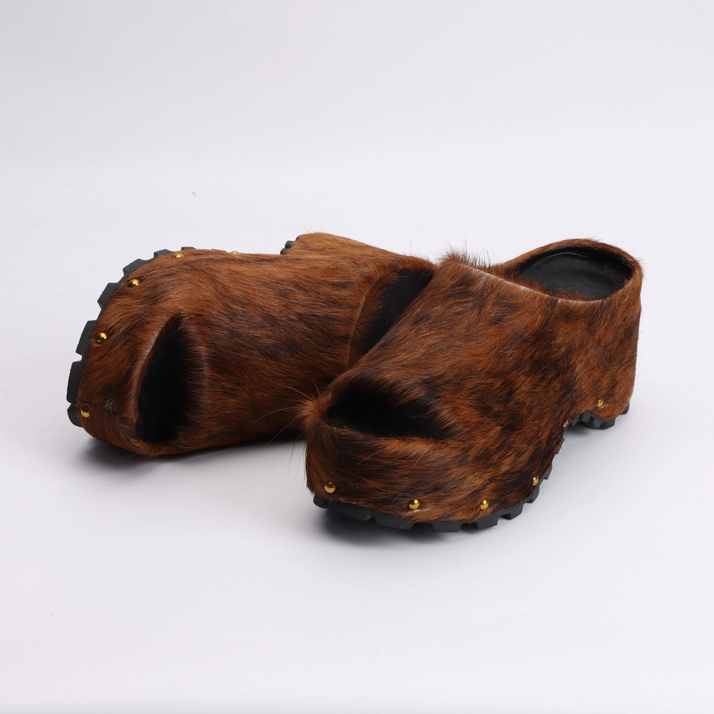 Summer Fashion Comfort Shoes 2025 Women Real Calf Hair Leather Designer Luxury Platform Mules Lined Slip On Clogs Slides Sandals