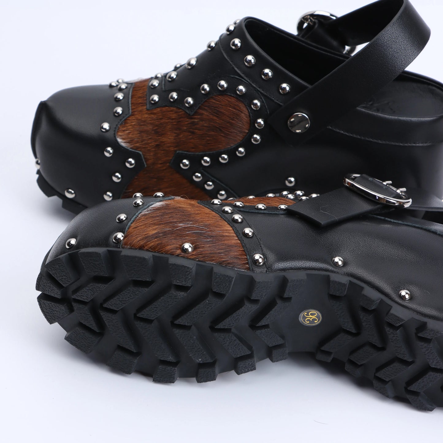 Handmade Lambskin & Cowhide Fur, Rubber Sole, Latex Insole, Mule Sandals