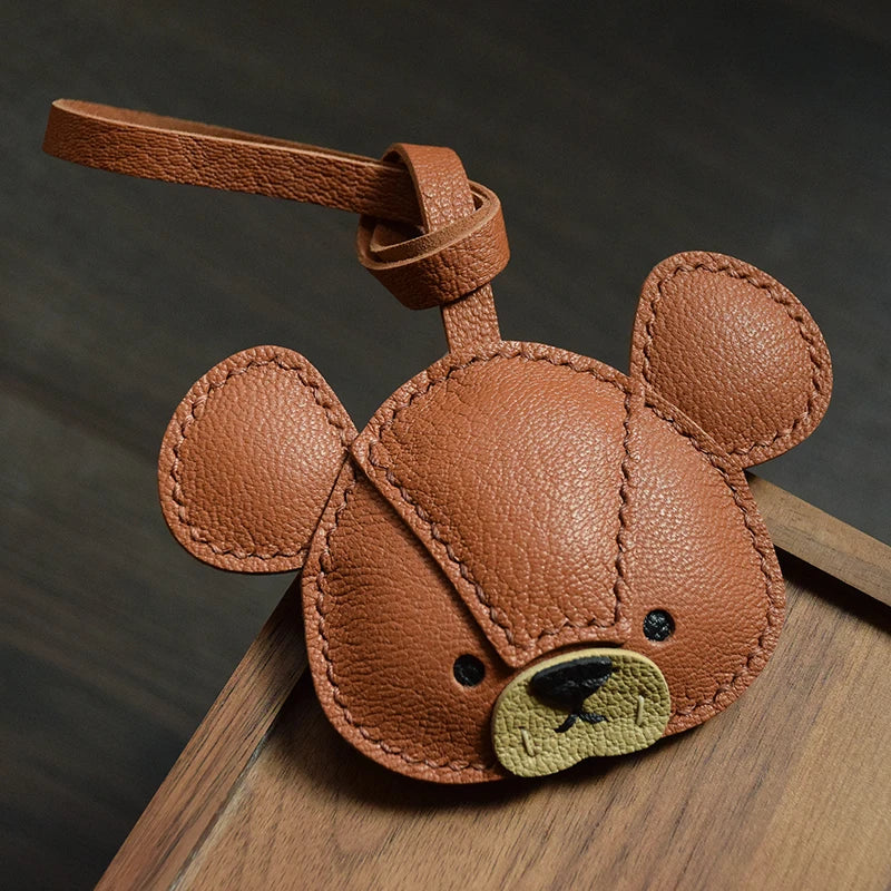 Handmade Genuine Leather Bear Bag Charms