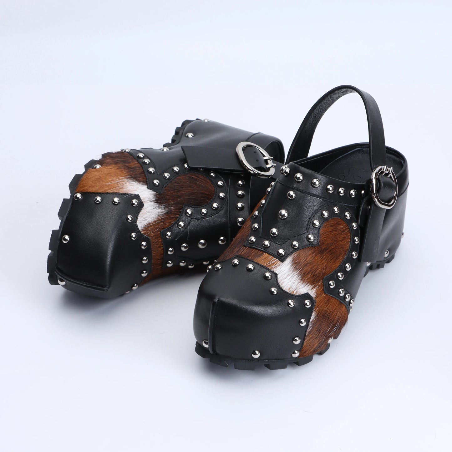 Handmade Lambskin & Cowhide Fur, Rubber Sole, Latex Insole, Mule Sandals