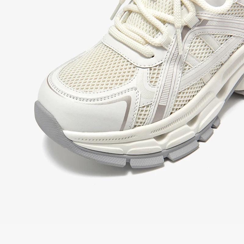 Air Mesh Sick Sole Round Toe Lace-up Casual Sneakers