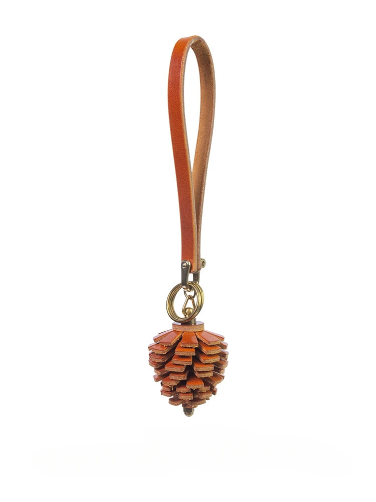 Fun 3D Pinecone Design Genuine Leather Bag Charm