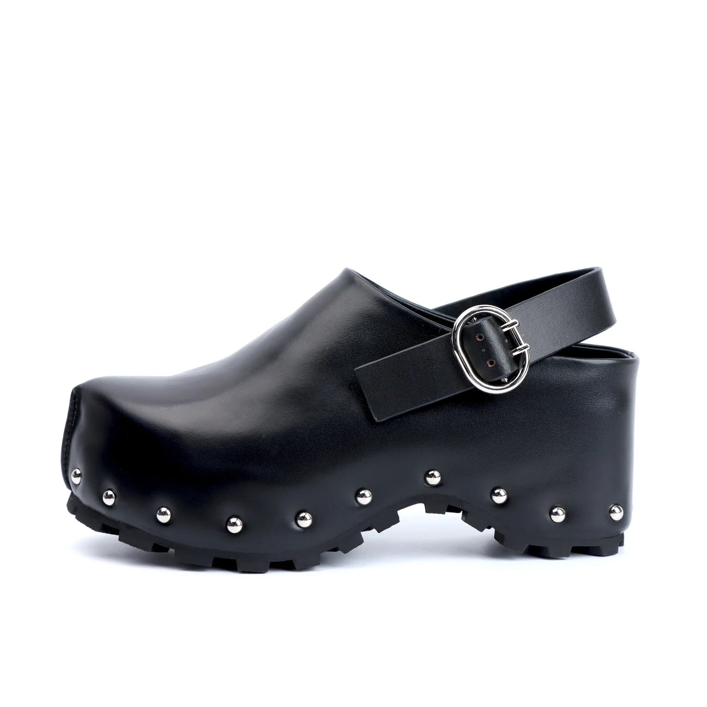 Real Calf Hair Leather Lined Slip On Platform Mules Clogs