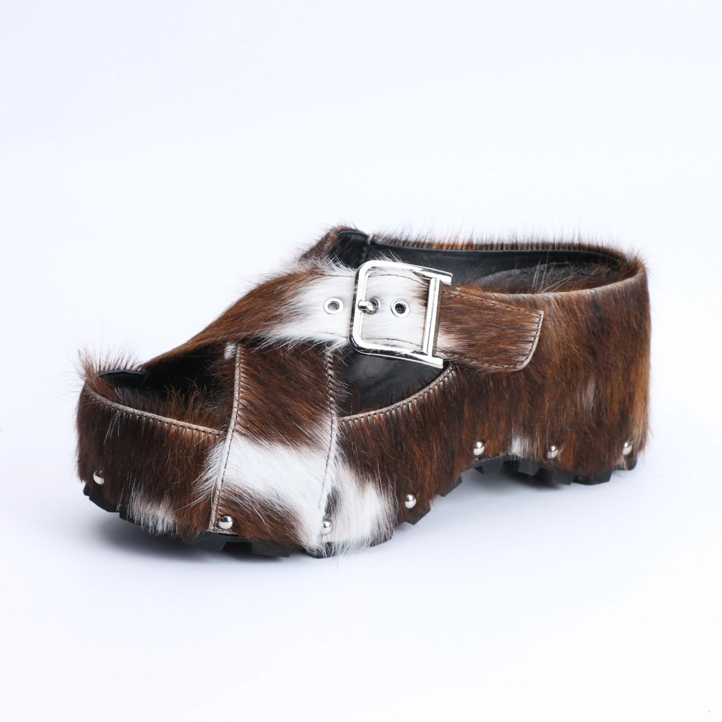 Mary Jane Calf Hair Platform Clogs