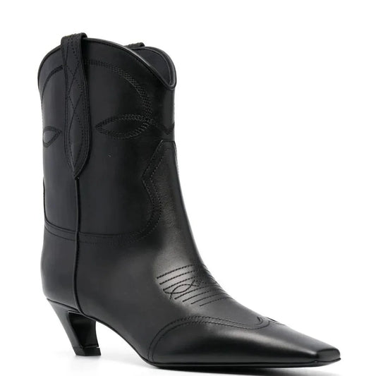 Low Heel Embroidered Multi Functional Women's Square Head Boots